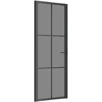 vidaXL Innentür 76x201,5 cm Schwarz ESG-Glas und Aluminium