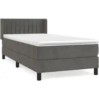 vidaXL Boxspringbett mit Matratze Dunkelgrau 80x200 cm Samt