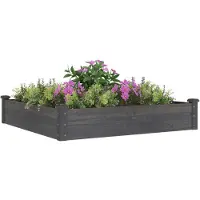 vidaXL Hochbeet mit Einsatz Grau 120x120x25 cm Massivholz Tanne
