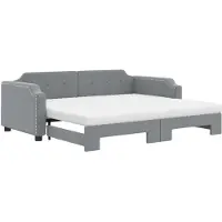 vidaXL Tagesbett Ausziehbar mit Matratze Hellgrau 90x200 cm Stoff