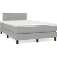 vidaXL Boxspringbett mit Matratze Hellgrau 120x200 cm Stoff