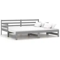 vidaXL Ausziehbares Tagesbett Grau Massivholz Kiefer 2x(90x200) cm