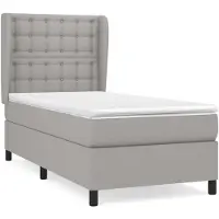 vidaXL Boxspringbett mit Matratze Hellgrau 90x200 cm Stoff