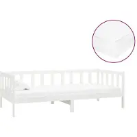 vidaXL Tagesbett mit Matratze 90x200 cm Weiß Kiefer Massivholz