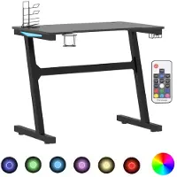 vidaXL Gaming-Schreibtisch mit LED und Z-Gestell Schwarz 90x60x75 cm