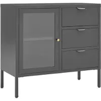 vidaXL Sideboard Anthrazit 75x35x70 cm Stahl und Hartglas