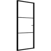 vidaXL Innentür ESG Glas und Aluminium 83x201,5 cm Schwarz