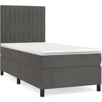 vidaXL Boxspringbett mit Matratze Dunkelgrau 100x200 cm Samt