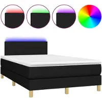 vidaXL Boxspringbett mit Matratze & LED Schwarz 120x200 cm Stoff
