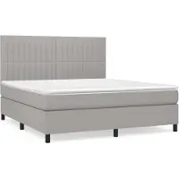 vidaXL Boxspringbett mit Matratze Hellgrau 180x200 cm Stoff