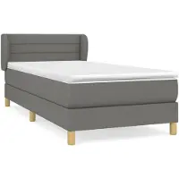 vidaXL Boxspringbett mit Matratze Dunkelgrau 90x200 cm Stoff