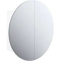 vidaXL Badezimmerschrank mit Rundem Spiegel & LED Weiß 40x40x17,5 cm