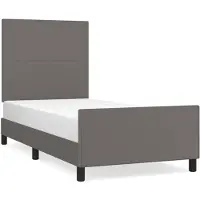 vidaXL Bettgestell mit Kopfteil Grau 100x200 cm Kunstleder