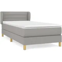vidaXL Boxspringbett mit Matratze Hellgrau 90x200 cm Stoff