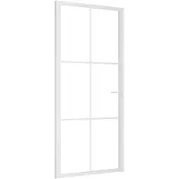vidaXL Innentür 93x201,5 cm Weiß ESG-Glas und Aluminium