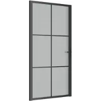 vidaXL Innentür 102,5x201,5 cm Schwarz Mattglas und Aluminium