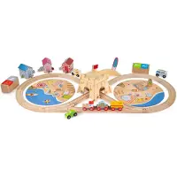 Bigjigs Holz Eisenbahnset Küstenreinigungszug umweltfreundliches Spielzeug