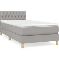 vidaXL Boxspringbett mit Matratze Hellgrau 90x200 cm Stoff