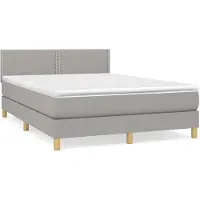 vidaXL Boxspringbett mit Matratze Hellgrau 140x200 cm Stoff