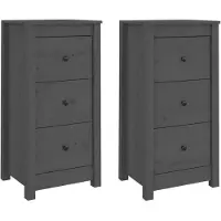 vidaXL Sideboards 2 Stk. Grau 40x35x80 cm Massivholz Kiefer