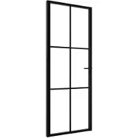 vidaXL Innentür ESG Glas und Aluminium 76x201,5 cm Schwarz