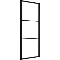 vidaXL Innentür ESG Glas und Aluminium 76x201,5 cm Schwarz