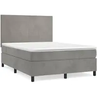 vidaXL Boxspringbett mit Matratze Hellgrau 140x190 cm Samt