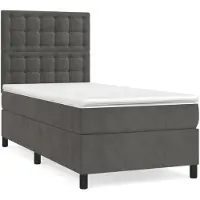 vidaXL Boxspringbett mit Matratze Dunkelgrau 80x200 cm Samt