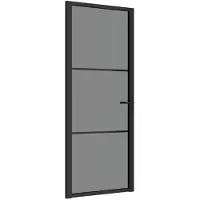 vidaXL Innentür 83x201,5 cm Schwarz ESG-Glas und Aluminium