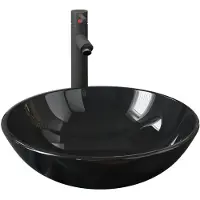 vidaXL Badezimmer Waschbecken mit Wasserhahn Ablaufgarnitur Schwarz