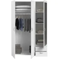 You do it VARIA Kleiderschrank – Weiß – 3 Flügeltüren + Spiegel + 2 Schubladen – 120 x 185 x 51 cm
