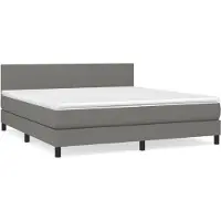 vidaXL Boxspringbett mit Matratze Dunkelgrau 180x200 cm Stoff