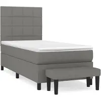 vidaXL Boxspringbett mit Matratze Dunkelgrau 80x200 cm Stoff