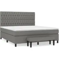 vidaXL Boxspringbett mit Matratze Dunkelgrau 180x200 cm Stoff