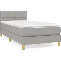 vidaXL Boxspringbett mit Matratze Hellgrau 100x200 cm Stoff