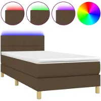 vidaXL Boxspringbett mit Matratze & LED Dunkelbraun 90x200 cm Stoff