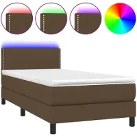vidaXL Boxspringbett mit Matratze & LED Dunkelbraun 100x200 cm Stoff