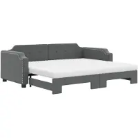 vidaXL Tagesbett Ausziehbar mit Matratzen Dunkelgrau 80x200 cm Stoff
