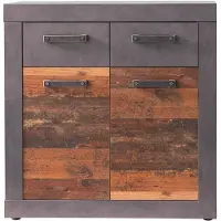 Ebuy24 Indy Kommode 2 Türen, 2 Schubladen grau Eiche Nachbildung, Old Wood Nachbildung.