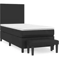 vidaXL Boxspringbett mit Matratze Schwarz 90x200 cm Kunstleder