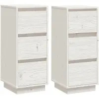 vidaXL Sideboards 2 Stk. Weiß 32x34x75 cm Massivholz Kiefer