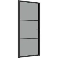 vidaXL Innentür 93x201,5 cm Schwarz ESG-Glas und Aluminium