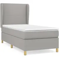 vidaXL Boxspringbett mit Matratze Hellgrau 90x190 cm Stoff