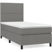 vidaXL Boxspringbett mit Matratze Dunkelgrau 90x200 cm Stoff