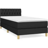 vidaXL Boxspringbett mit Matratze Schwarz 90x200 cm Stoff