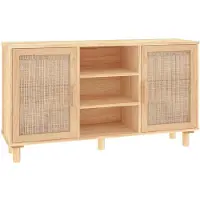 vidaXL Sideboard Braun 105x30x60 cm Massivholz Kiefer und Natur-Rattan
