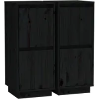 vidaXL Sideboards 2 Stk. Schwarz 31,5x34x75 cm Massivholz Kiefer