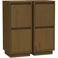 vidaXL Sideboards 2 Stk. Honigbraun 31,5x34x75 cm Massivholz Kiefer