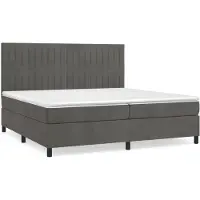 vidaXL Boxspringbett mit Matratze Dunkelgrau 200x200 cm Samt
