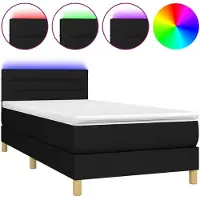 vidaXL Boxspringbett mit Matratze & LED Schwarz 90x190 cm Stoff